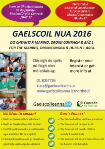 Bunscoil lán-Ghaeilge nua do Mharino, Droim COnrach agus Baile Átha Cliath 1